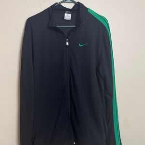 Nike Men's Black Jacket with Green Accents